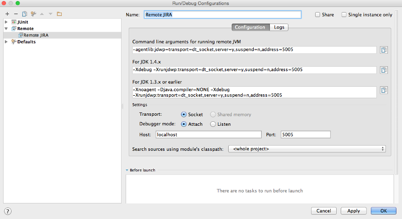 Debug JIRA avec Intellij